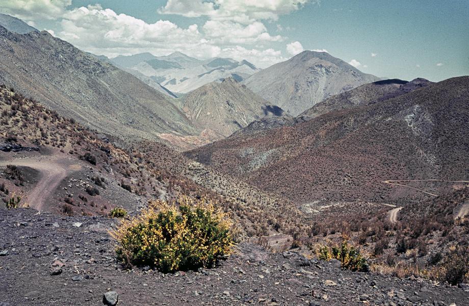 Vista del camino en el secano que une los valles de Elqui y Río Hurtado