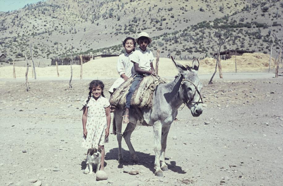 Niñas y niño campesino